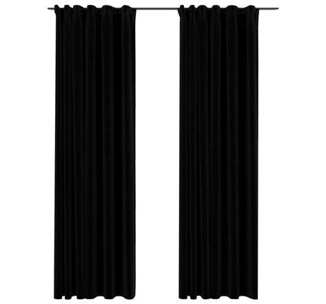 Vidaxl rideaux occultants aspect lin avec crochets 2pcs noir 140x245cm