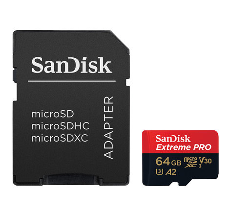 Sandisk sandisk extreme pro microsdxc uhs-i u3 v30 a2 64 go + adaptateur sd