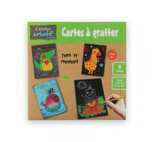8 cartes à gratter croco et compagnie + 1 crayon en plastique