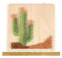 Coffret cadre en bois String Art 22 x 22 cm Cactus + masking tape doré à paillettes 5 m