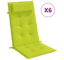 vidaXL Coussins de chaise à dossier haut lot de 6 vert vif