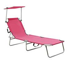 vidaXL Chaise longue pliable avec auvent acier rose magento