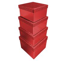Lot de 4 boîtes cadeaux pailletées rouge x 6 clairefontaine