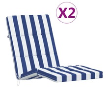 vidaXL Coussins de chaise longue lot de 2 rayures bleu/blanc