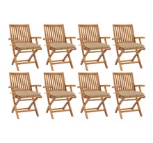 Vidaxl chaises pliables de jardin avec coussins 8 pièces teck solide