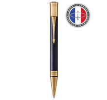 Parker duofold prestige stylo bille, chevron bleu, recharge noire pointe moyenne, coffret cadeau