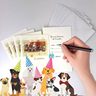Lot 5 cartes "invitation" chien chiot animaux avec 5 enveloppes blanches 9x14cm