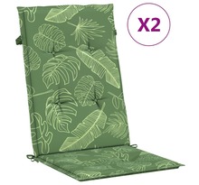 vidaXL Coussins de chaise à dossier haut 2 Pièces modèle de feuille tissu