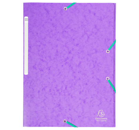 Chemise 3 rabats + elastique A4 cap 35 mm carte Violet EXACOMPTA