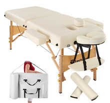 Tectake Table de massage Pliante 2 Zones 7,5 cm d'épaisseur - beige