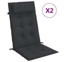 vidaXL Coussins de chaise à dossier haut lot de 2 noir tissu oxford