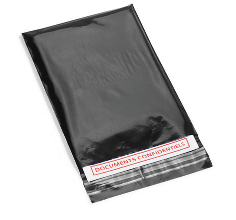 Sachet plastique noir opaque à fermeture adhésive 16x22 cm