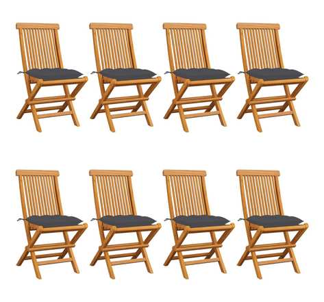Vidaxl chaises de jardin avec coussins anthracite 8 pcs teck massif