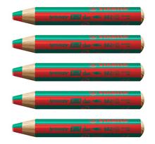 Crayon multi-talents woody 3 in 1 duo - rouge-vert foncé x 5 stabilo