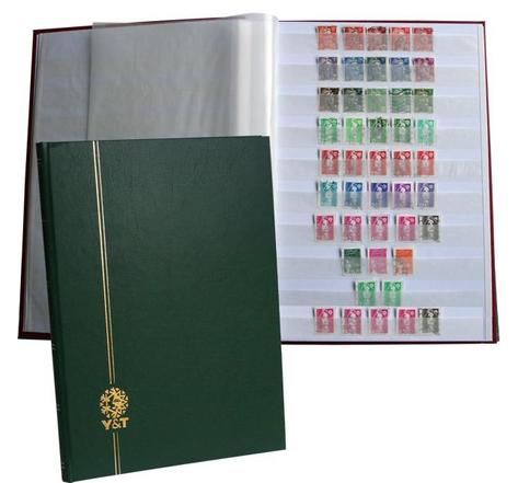 PERFECTA : Classeur fixe pour timbres (Grand modèle-Pages Blanches-32p. Vert)