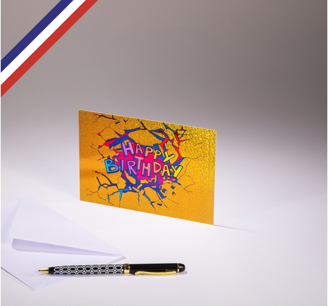 Carte simple pop c'art créée et imprimée en france sur papier certifié pefc - happy birthday
