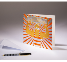 Carte double sparkle - joyeux anniversaire - papier paillette orange  dorures or et argent