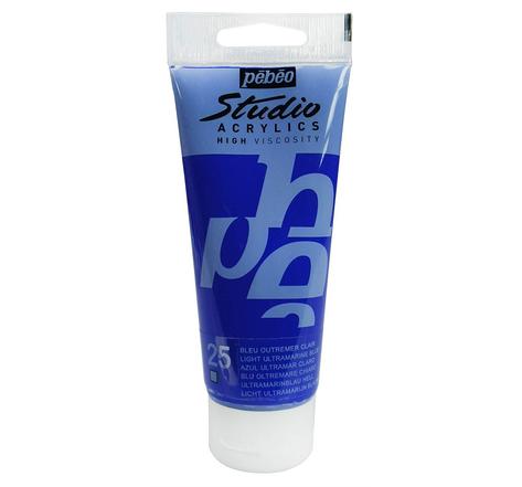 Peinture studio acrylique tube bleu outremer clair 100 ml pébéo