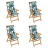 Vidaxl chaises de jardin 4 pcs avec coussins à motif de feuilles teck