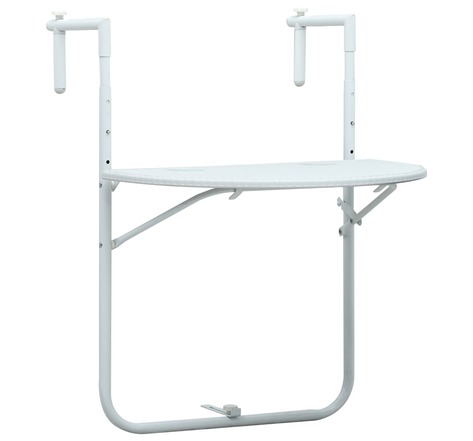 Vidaxl table de balcon blanc 60x64x83 5 cm plastique aspect de rotin