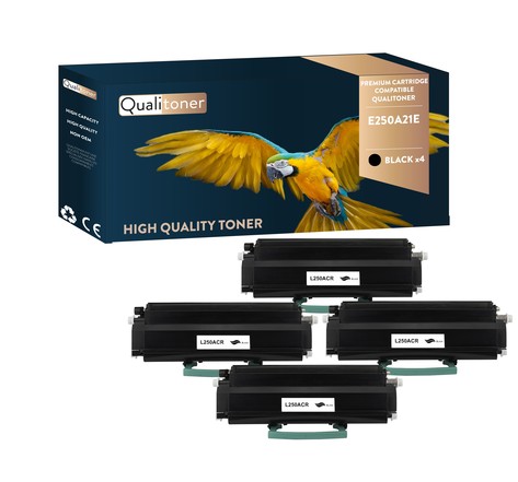 Qualitoner x4 toners e250a21e noir compatible pour lexmark