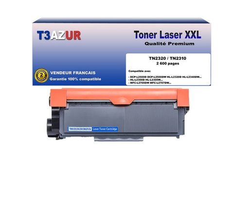 Toner compatible avec Brother TN2320 pour Brother HL L2360DN  L2365DW  L2300D  L2340DW - 2 600 pages - T3AZUR