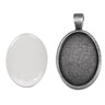 Médaillon pendentif en métal et cabochon ovale 20x27mm argenté