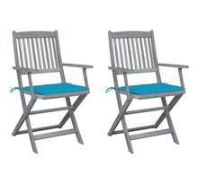 Vidaxl chaises pliables d'extérieur 2 pièces avec coussins bois d'acacia