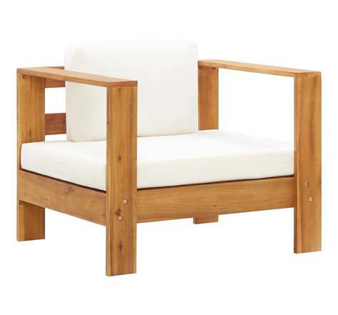 Vidaxl chaise de jardin avec coussin crème bois d'acacia solide