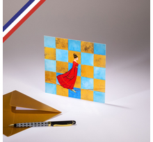 Carte simple Les Reine créée et imprimée en France - Équilibriste en robe rouge