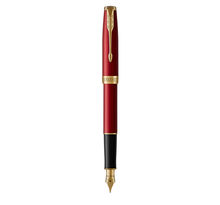 Parker sonnet stylo plume  laque rouge  plume fine  encre noire  coffret cadeau