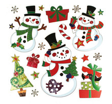 Stickers métallisés bonhomme de neige cadeaux 18 pièces