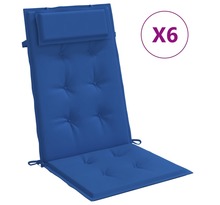 vidaXL Coussins de chaise à dossier haut lot de 6 bleu royal