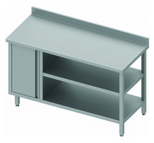 Table inox adossée - porte & 2 etagères - profondeur 700 - stalgast - 1100x700 x700xmm