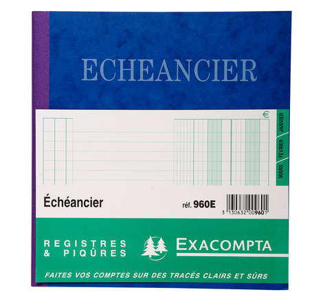 Piqûre 'Echéancier' 210 x 190 mm 80 Pages EXACOMPTA