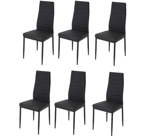 Lot de 6 chaises - Simili noir - L 42 x P 49 x H 97 cm - JIM