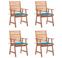 Vidaxl chaises à dîner d'extérieur 4 pcs avec coussins acacia massif