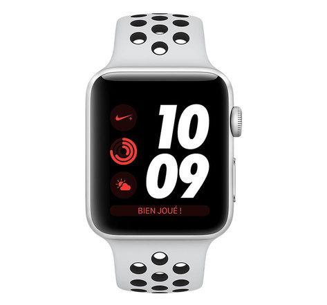 APPLE Watch Nike+ Series 3 GPS + Cellular Aluminium Argent Sport Platine/Noir 38 mm