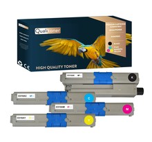 Qualitoner x4 toners 44469803 (noir + cyan + magenta + jaune) compatible pour oki