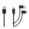 NEDIS 3-in-1 Sync and Charge Cable - USB A Male - Micro B male / Type-C Male / 8-pin Lightning - 1.0 m - Noir