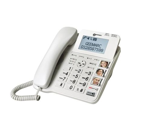 GEEMARC CL595 Téléphone fixe seniors amplifié, grosses touches avec photos et boutons SOS