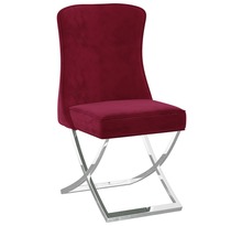 Vidaxl chaise à dîner rouge bordeaux 53x52x98 cm velours et inox