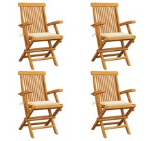 Vidaxl chaises de jardin avec coussins crème 4 pcs bois de teck massif