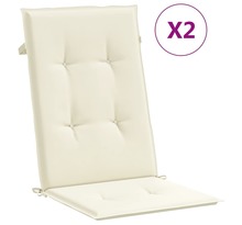vidaXL Coussins de chaise de jardin dossier haut lot de 2 crème tissu