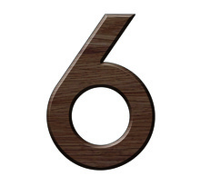 Numéro 6-Numéro adhésif pour boîtes aux lettres - Résine de 3 mm, hauteur environ 50 mm - Voyager (chêne moyen)