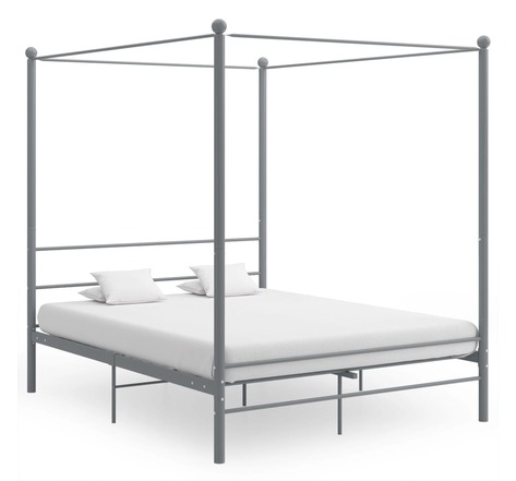 vidaXL Cadre de lit à baldaquin Gris Métal 160x200 cm