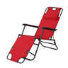 Chaise longue pliable bain de soleil transat de relaxation dossier inclinable avec repose-pied polyester oxford rouge