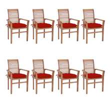 Vidaxl chaises à dîner 8 pcs avec coussins rouge bois de teck solide