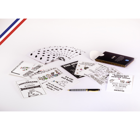 Boîte de 10 cartes simples Echec et Mat créées et imprimées en France sur papier PEFC avec 10 enveloppes