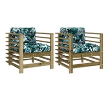 vidaXL Chaises de jardin avec coussins lot de 2 bois de pin imprégné